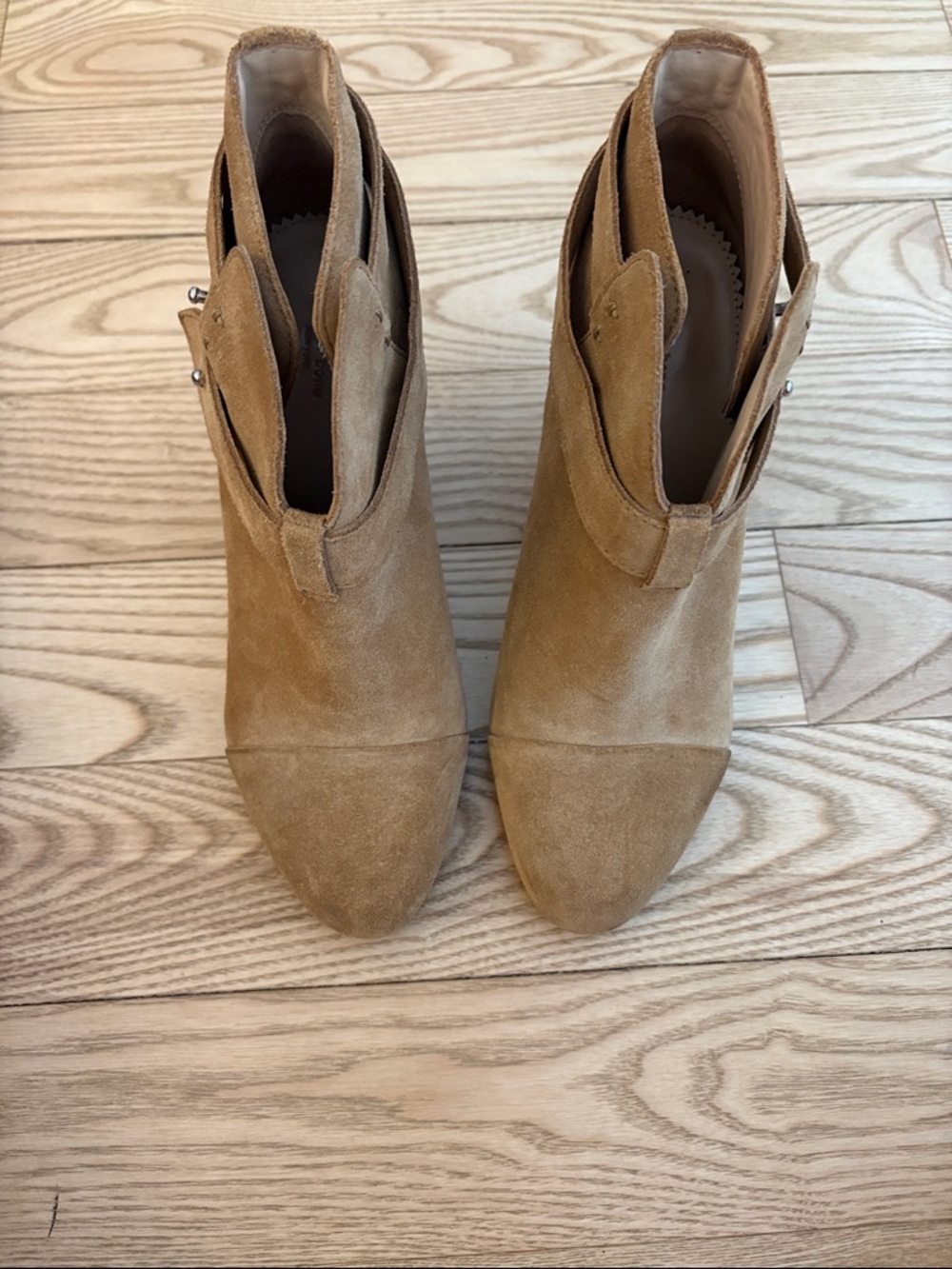 rag & bone Tan Suede Ankle Booties with Side Buckle